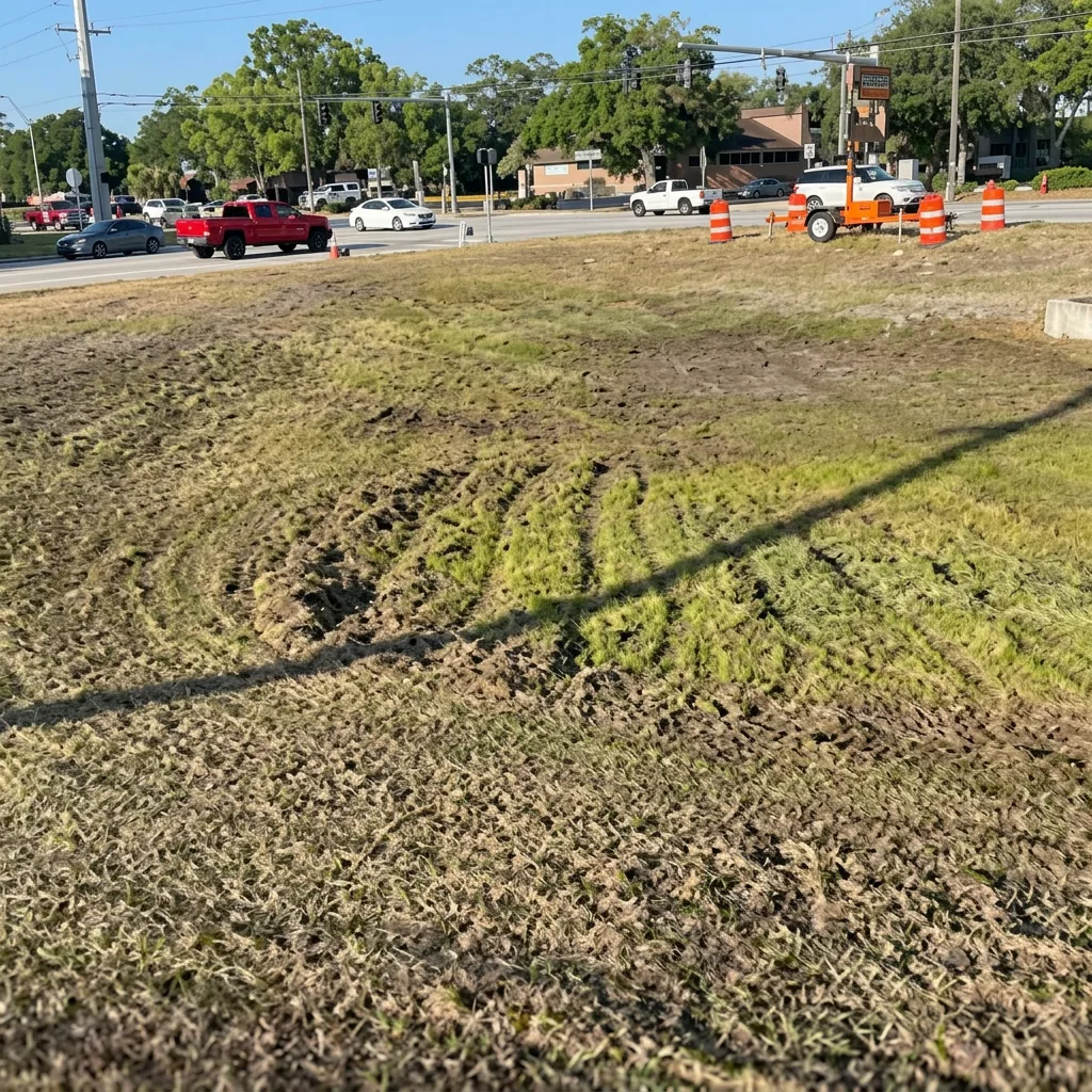 Ground preparation at a commercial roadside property