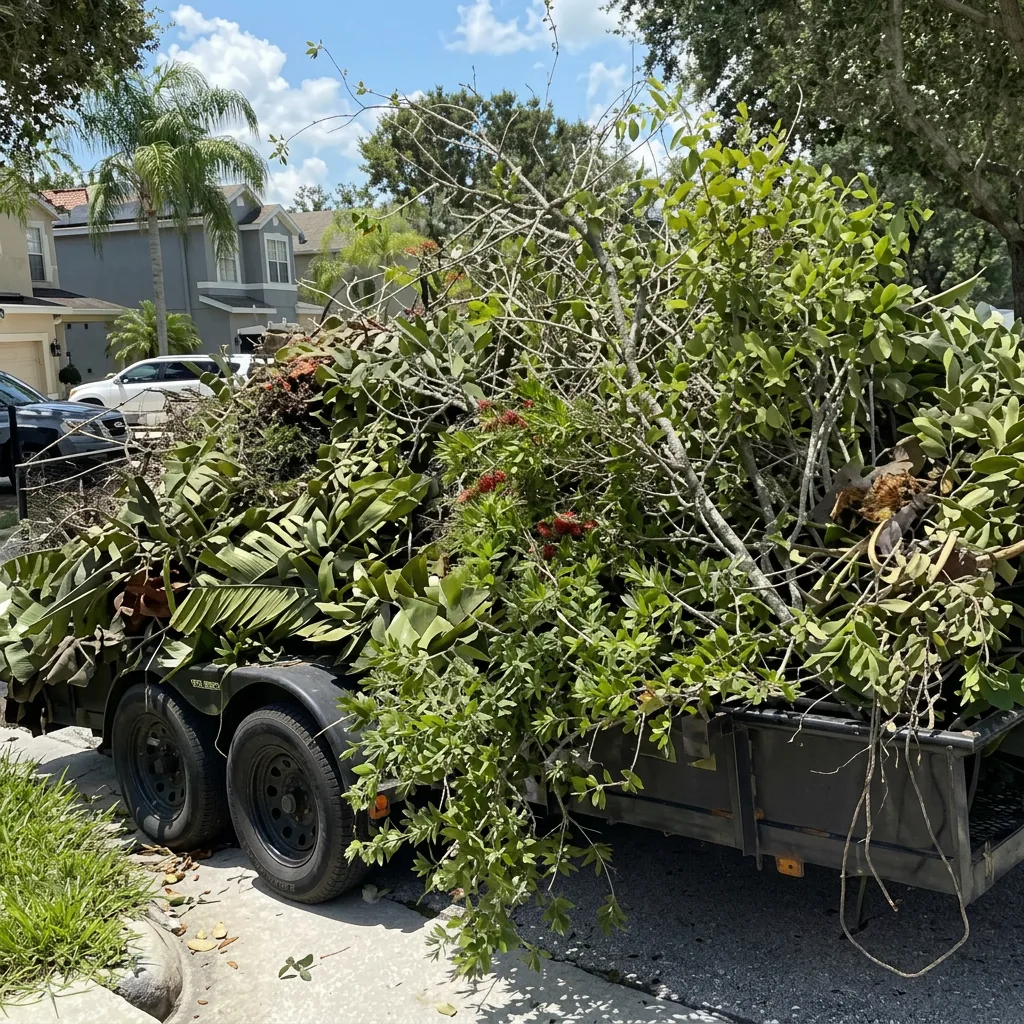 Loaded trailer after a major tree and landscape cleanup